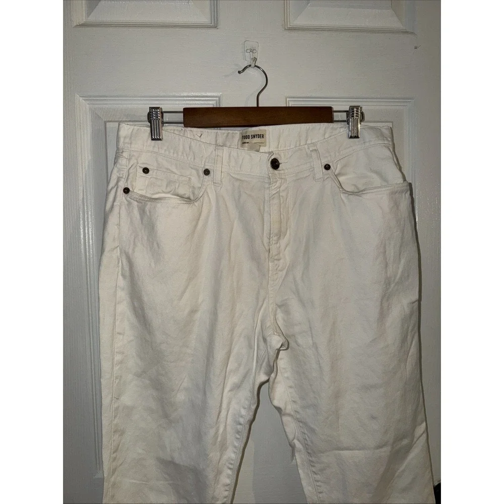 Todd Snyder Men's Slim Fit 5 Pocket Jeans White Size 34x29in Zip Fly